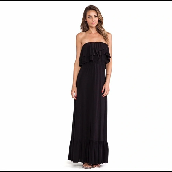 T-Bags Ruffle Strapless Maxi Dress Size Medium EUC - Picture 1 of 5